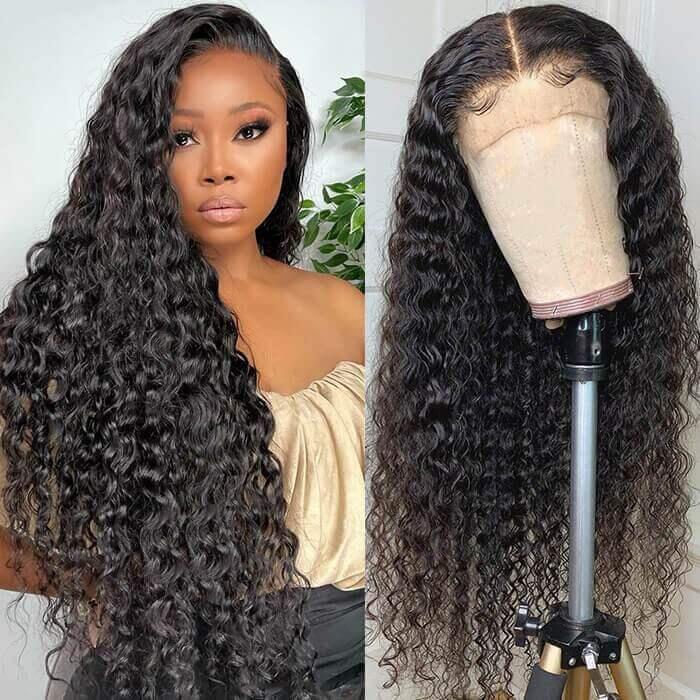 Megalook Bogo Free 5X5 HD LACE CLOSURE WIG Jerry Curly/Deep Wave 180% Density Natural Human Hair Wigs