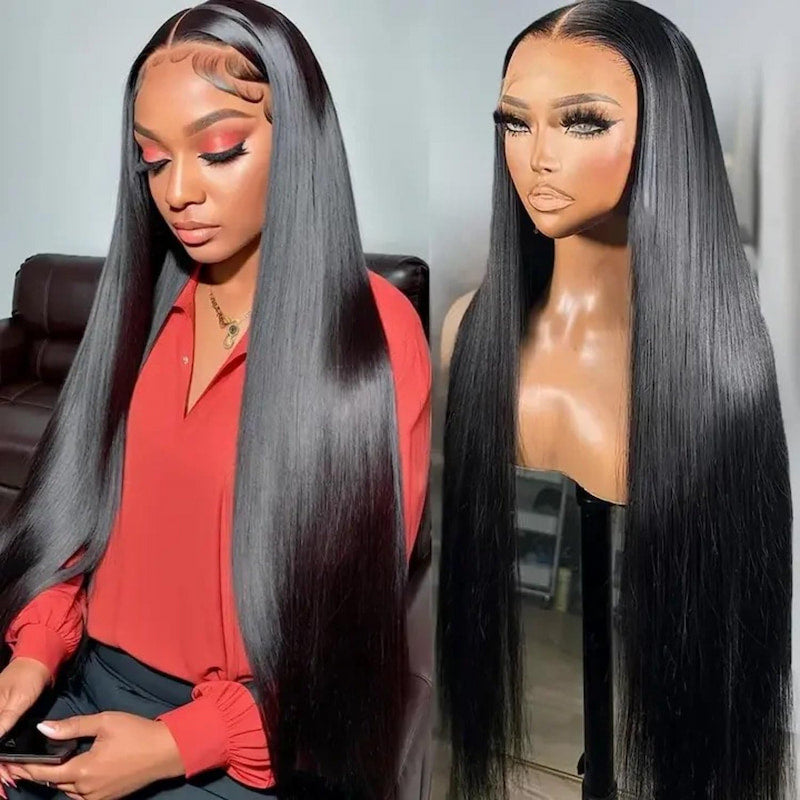 Megalook Best Quality SDD Bone Straight Transparent 13x4 Lace Frontal Wig Pre-bleached Pre-plucked With Natural Hairline