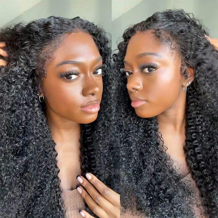 Pre Cut Lace | Kinky Curly HD Lace Closure Wig With Pre-plucked Edges 6X5 HD Lace Closure Wig Easy Wear And Go