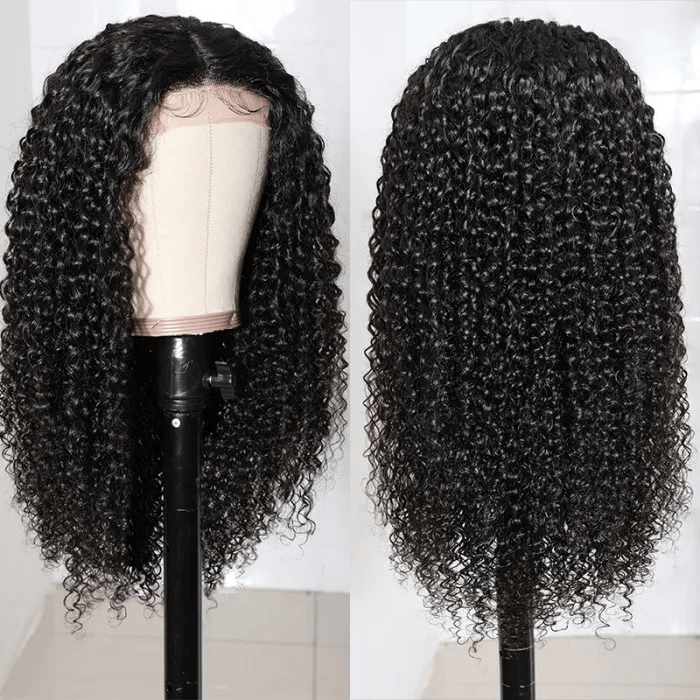 Jerry Curly Natural Black 180%/210% High Density HD Lace 5x5 Crystal Lace Closure Pre Plucked Wigs