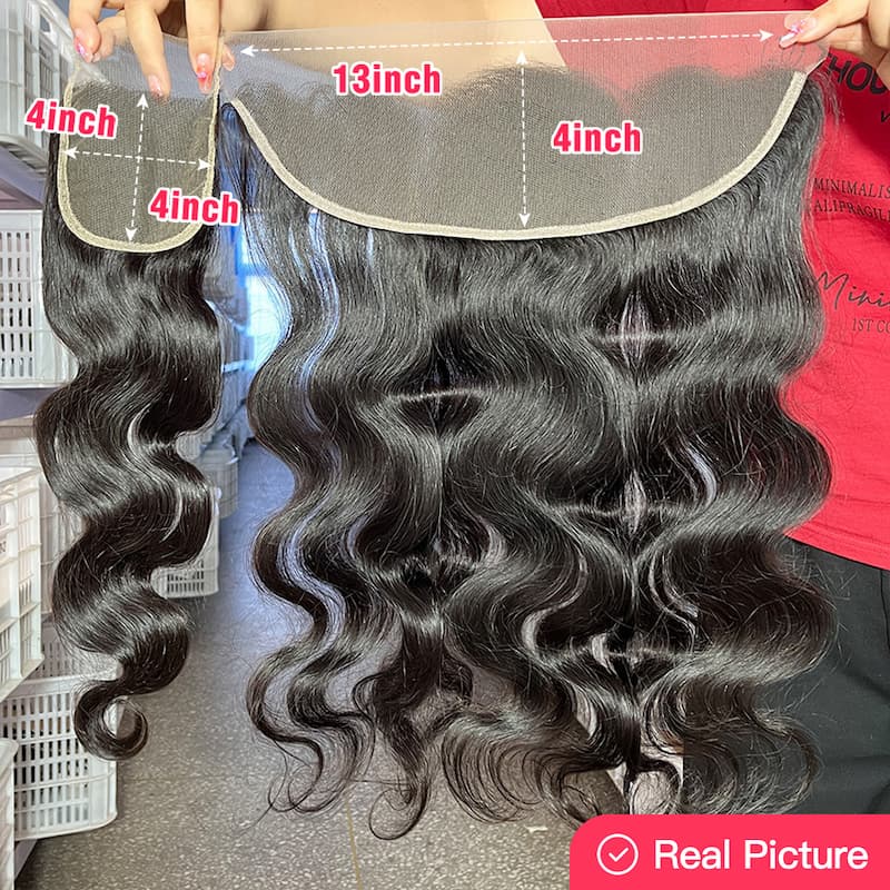 Megalook Brazilian Body Wave Virgin Hair Ear to Ear Frontal 4x4/5x5/13x6/13x4 Transparent Lace Frontal Closure Free Part