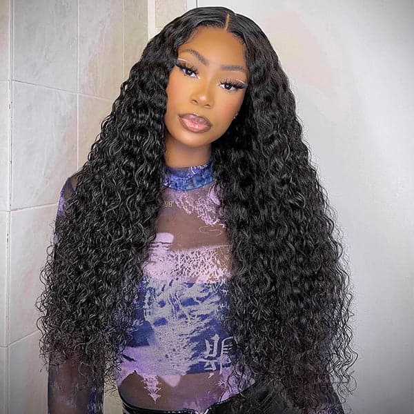 Pre Cut Lace | Deep Wave 13X4/6X5 HD Lace Frontal Wig Pre-plucked Easy Wear And Go Wig With Bleach Knots