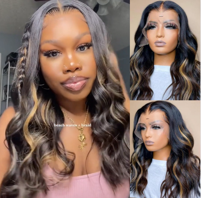 Megalook Bogo Free Yaki Straight/1BP30 Body Wave Human Hair Wigs 4x4 Lace Closure Wigs Natural Hairline Preplucked With Baby Hair