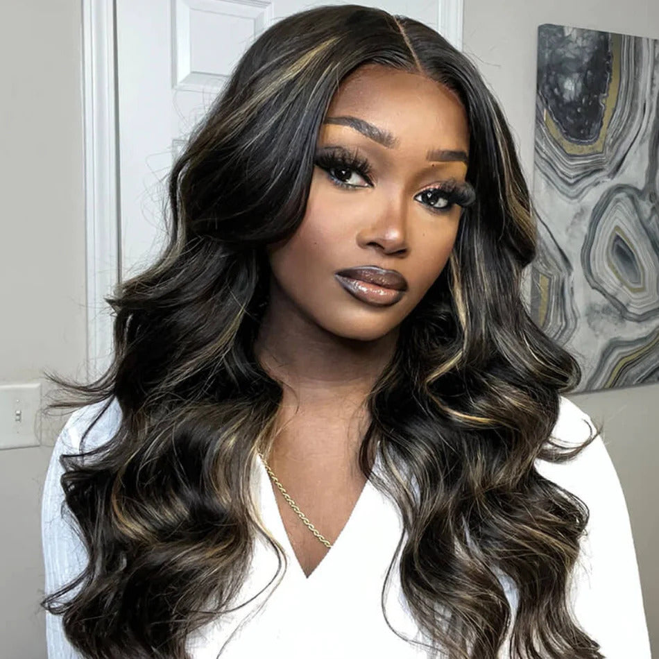 (Super Deal) $98.99 Highlight P27 Colored 4x4/13x4 Lace Frontal Body Wave/Straight Human Wigs