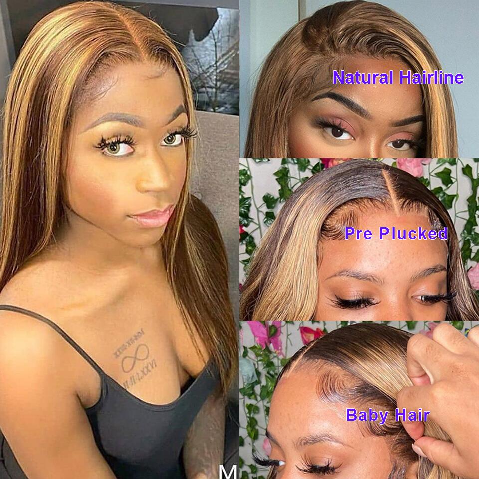 Megalook Pre Cut Lace New Launch Wear & Go Glueless HD Lace Wig 5x5 Highlight P4/27 Color Dome Cap Wigs