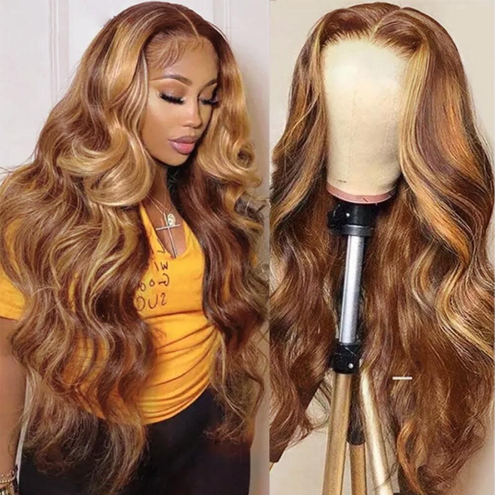 Megalook Pre Cut Lace New Launch Wear & Go Glueless HD Lace Wig 5x5 Highlight P4/27 Color Dome Cap Wigs