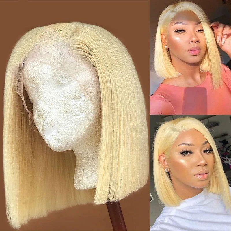 13x4 Lace Pre Plucked 613 Blonde Bob Lace Frontal Wig High Quality