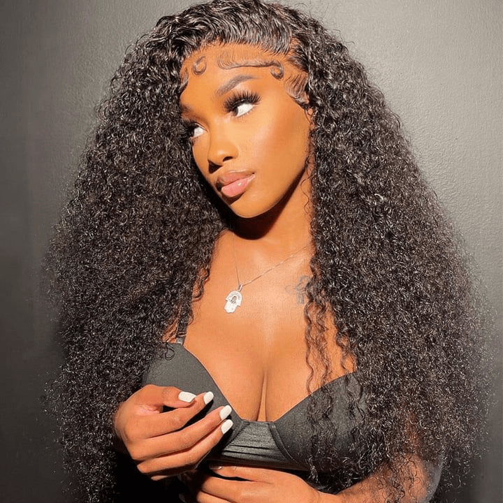 Pre Cut Lace | Kinky Curly 13x4 HD Lace Frontal Wig With Pre-plucked Edges Wig Easy Wear And Go