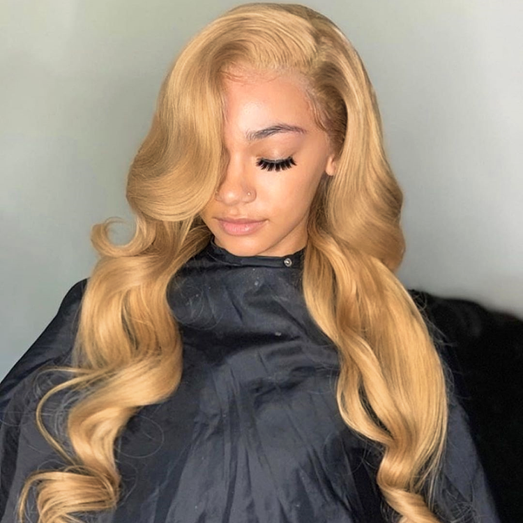 Megalook Straight /Body Wave 5x5 Closure & 13x4 lace frontal wigs #27 colored honey blonde HD lace human hair wigs pre-plucked with baby hair