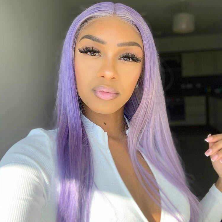 Megalook New Light Lavender Wig Straight/Body Wave Human Hair Wigs 13x4 Transparent HD Lace Wigs