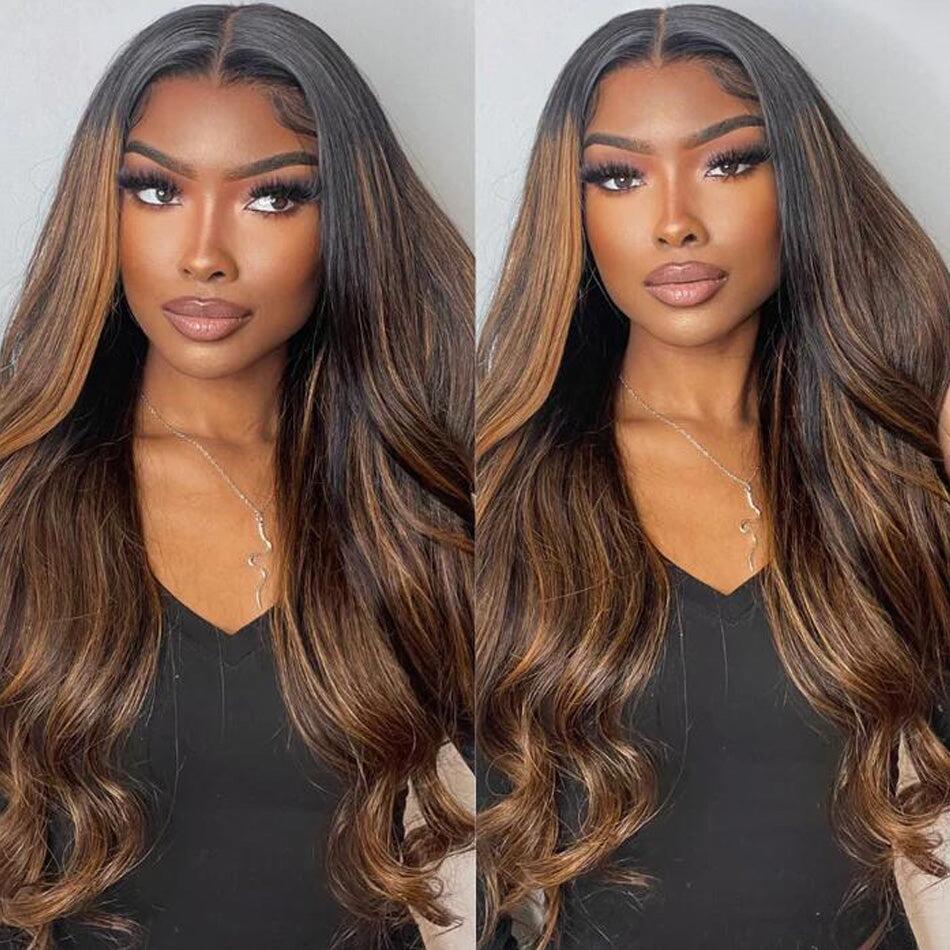 Special offer | 30inch = $199 Megalook 13x4 Lace Highlight P1B/30 Highlight Brown #4 Chestnut Body Wave Wig Undetectable Lace Front Wigs