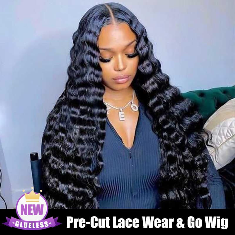 Pre Cut Lace | Breathable Dome Cap Glueless 13x4 HD Lace Wig Loose Deep Wave Human Hair Easy Wear And Go Wig