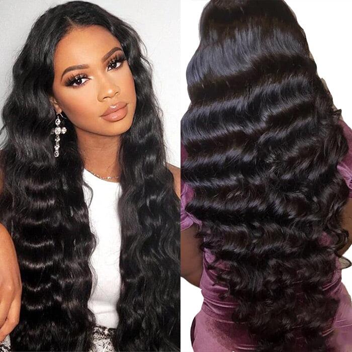 (Super Deal)Megalook Long Transparent 4X4 Transparent Lace Closure Wigs Loose Wave /Deep Wave Wig Pre Plucke With Baby Hair