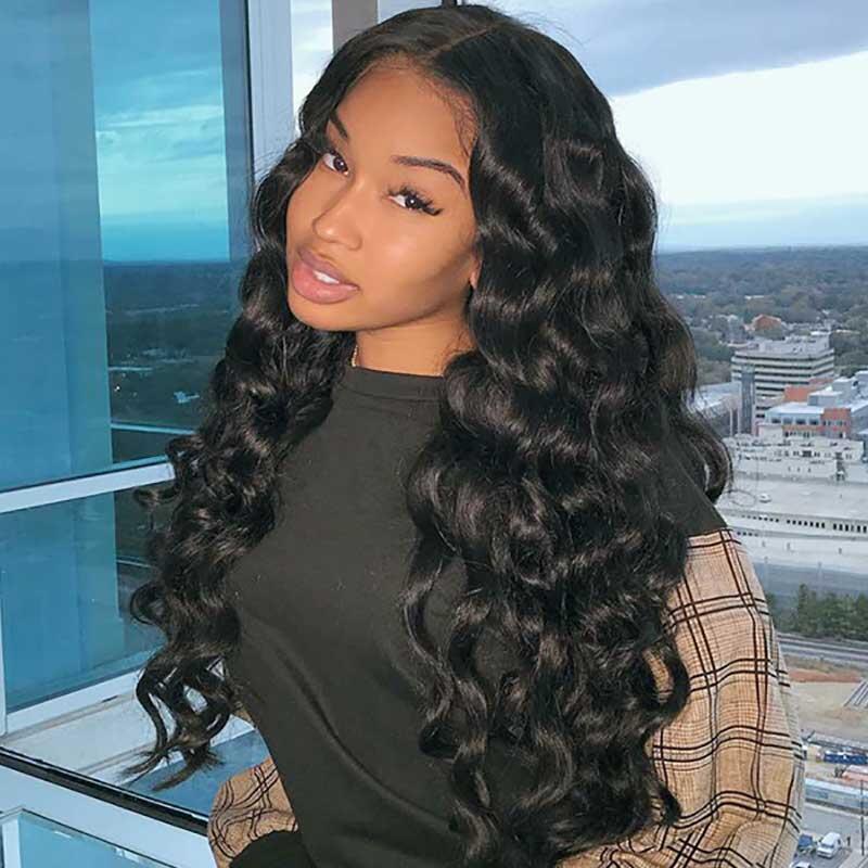 (Super Deal)Megalook Long Transparent 4X4 Transparent Lace Closure Wigs Loose Wave /Deep Wave Wig Pre Plucke With Baby Hair