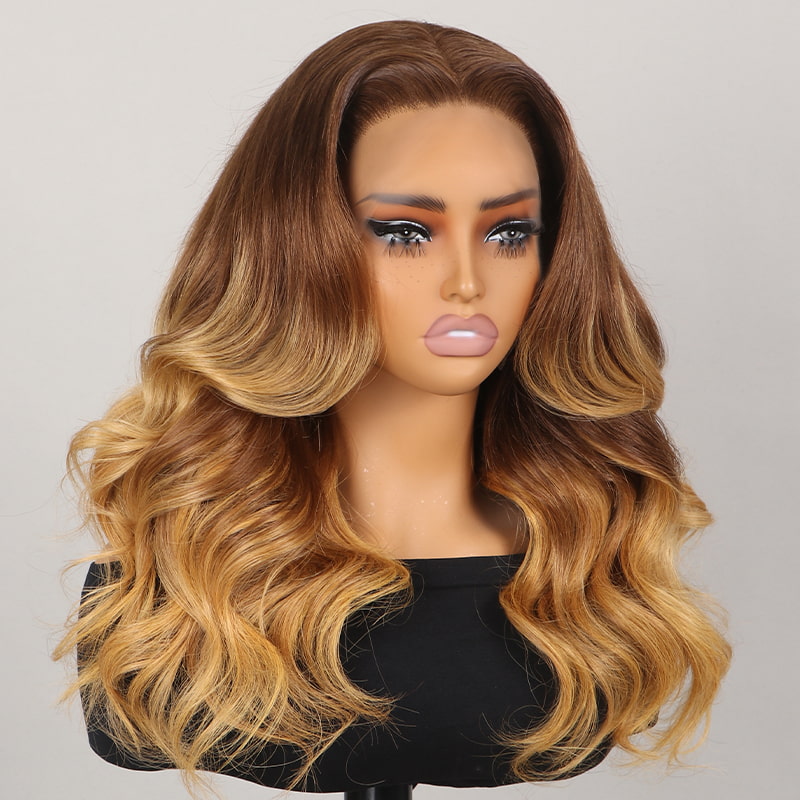 Megalook New Arrival Ombre Honey Blonde Wig 13X4 Loose Body Wave Lace Front Human Hair Wigs(No Code Needed)