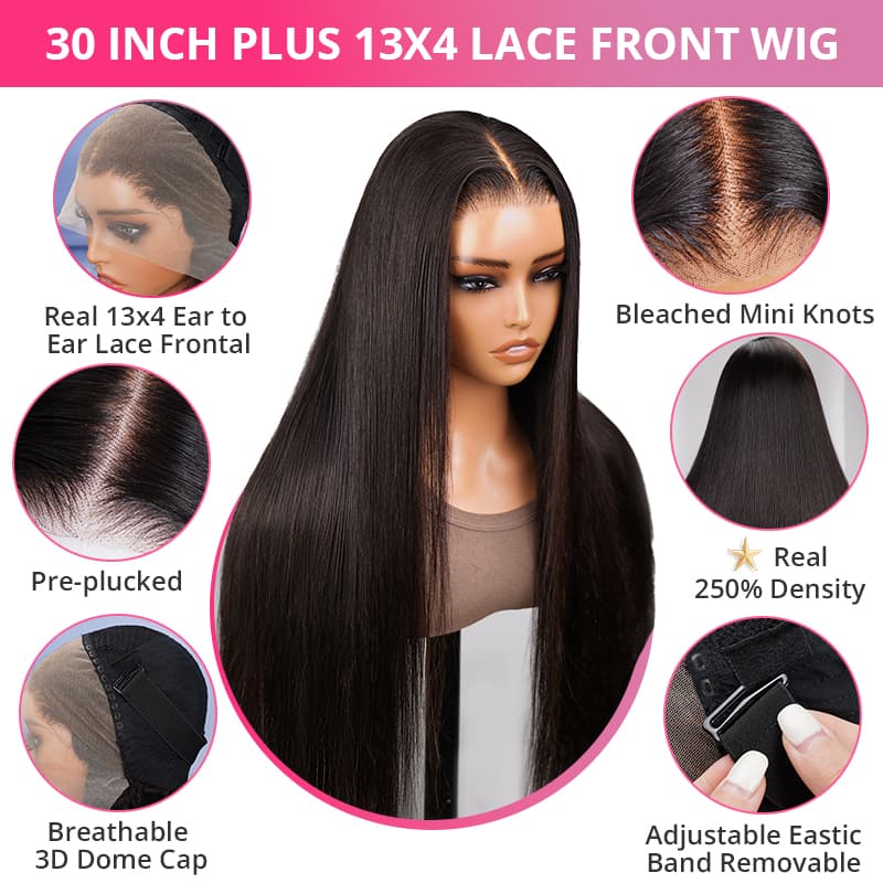 (Super Deal)Megalook 30inch 36inch Long 13x4 Transparent Lace Frontal Wigs Pre-plucked Natural Hairline Breathable Airy Cap Human Hair Wig