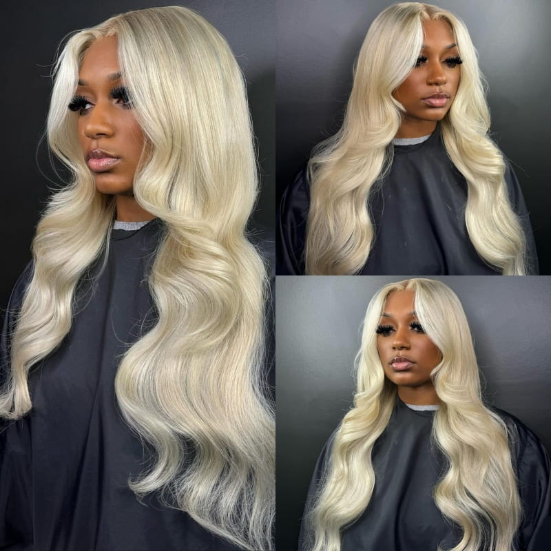 13x4 Lace Wigs 613 Blonde Straight/Body Wave Human Hair Wigs Can Dye to Pink Blue Green purple silver ginger orange Gold Color