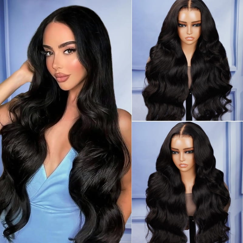 Megalook New Arrival 13x4 Crystal Hd Lace Fronta Wig 5x5 Body Wave Human Hair Wigs 200% Density