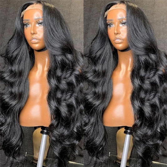 32 inch Long 4x4 Lace Closure Human Hair Wigs Body Wigs For Women Black