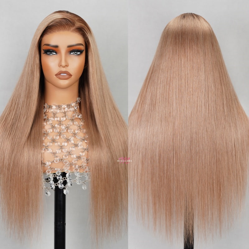 Megalook Cozy Blonde with Dark Roots Hair Barbie Pre Cut 6X5 Hd Lace Wear Go Wigs