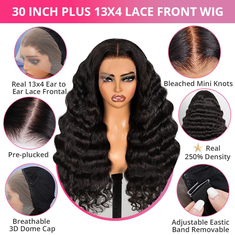 (Super Deal)Megalook 30inch 36inch Long 13x4 Transparent Lace Frontal Wigs Pre-plucked Natural Hairline Breathable Airy Cap Human Hair Wig