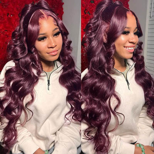 $100 OFF Code: MS100 |Hot&Pop Trendy Dark Purple Plum Colored 6x5 Glueless Lace Wear Go Body Wave Wig