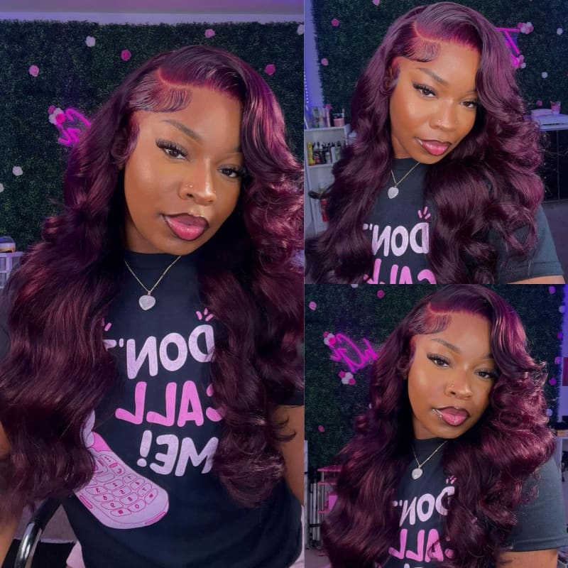 $100 OFF Code: MS100 |Hot&Pop Trendy Dark Purple Plum Colored 6x5 Glueless Lace Wear Go Body Wave Wig