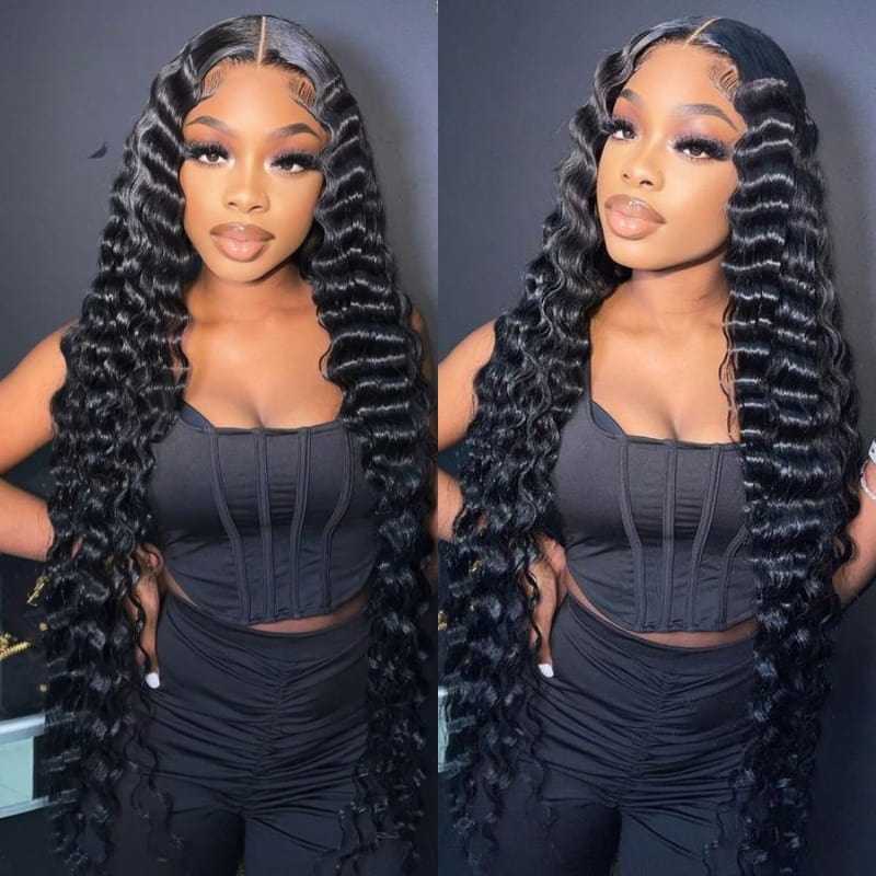 (Super Deal)Megalook 30inch 36inch Long 13x4 Transparent Lace Frontal Wigs Pre-plucked Natural Hairline Breathable Airy Cap Human Hair Wig