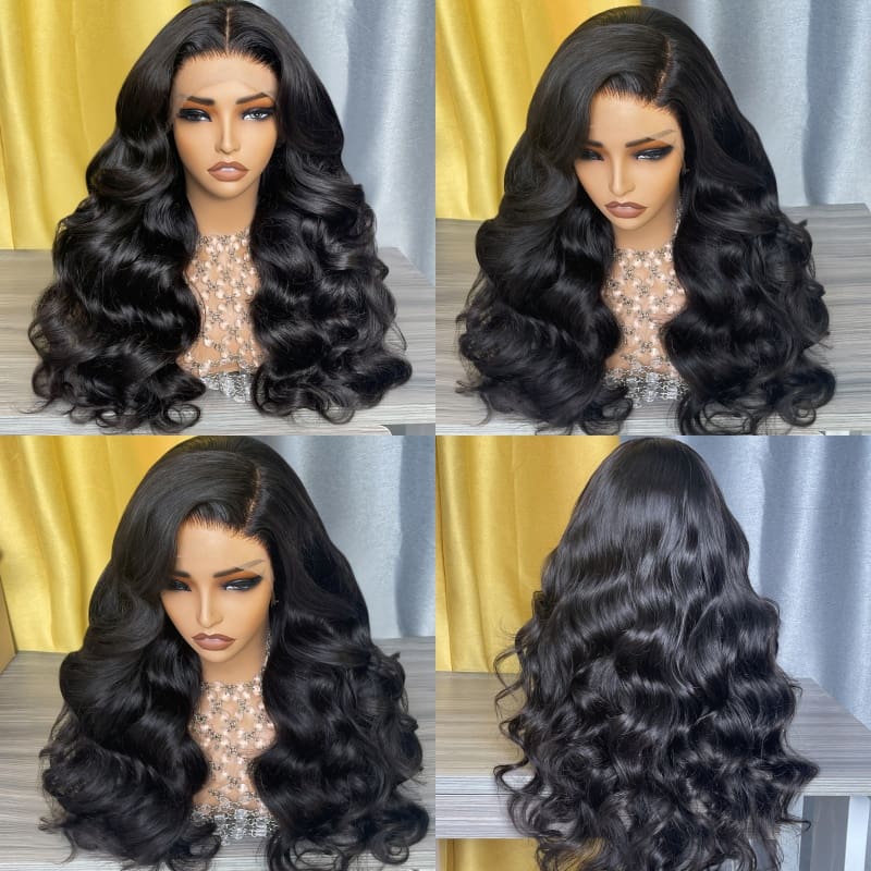 Megalook New Arrival 13x4 Crystal Hd Lace Fronta Wig 5x5 Body Wave Human Hair Wigs 200% Density