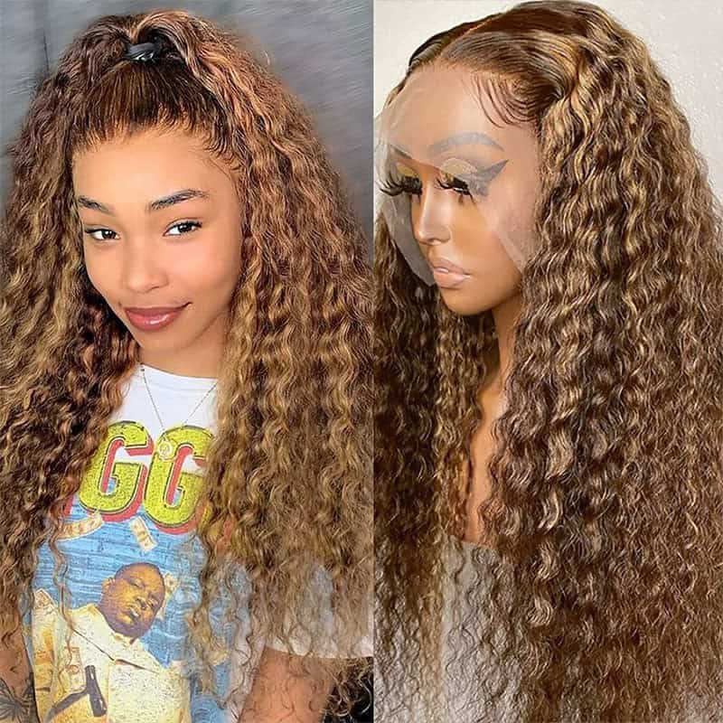 Beautifully Slayed Same Density 210% Deep Wave 4X4 5X5 13X4 13X6 Lace Frontal Highlight #4/27Wigs Transparent HD Lace Wigs