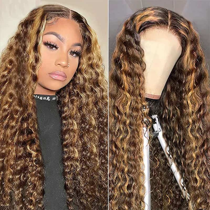 Beautifully Slayed Same Density 210% Deep Wave 4X4 5X5 13X4 13X6 Lace Frontal Highlight #4/27Wigs Transparent HD Lace Wigs