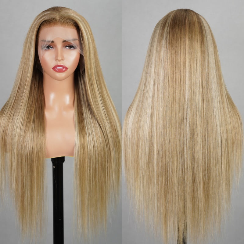 $100 OFF Code: MS100 | New Pop 13x4 HD Lace Frontal P12/613 Light Brown With #613 Highlight Color Straight/Body Wave Breathable Airy Cap Human Wigs