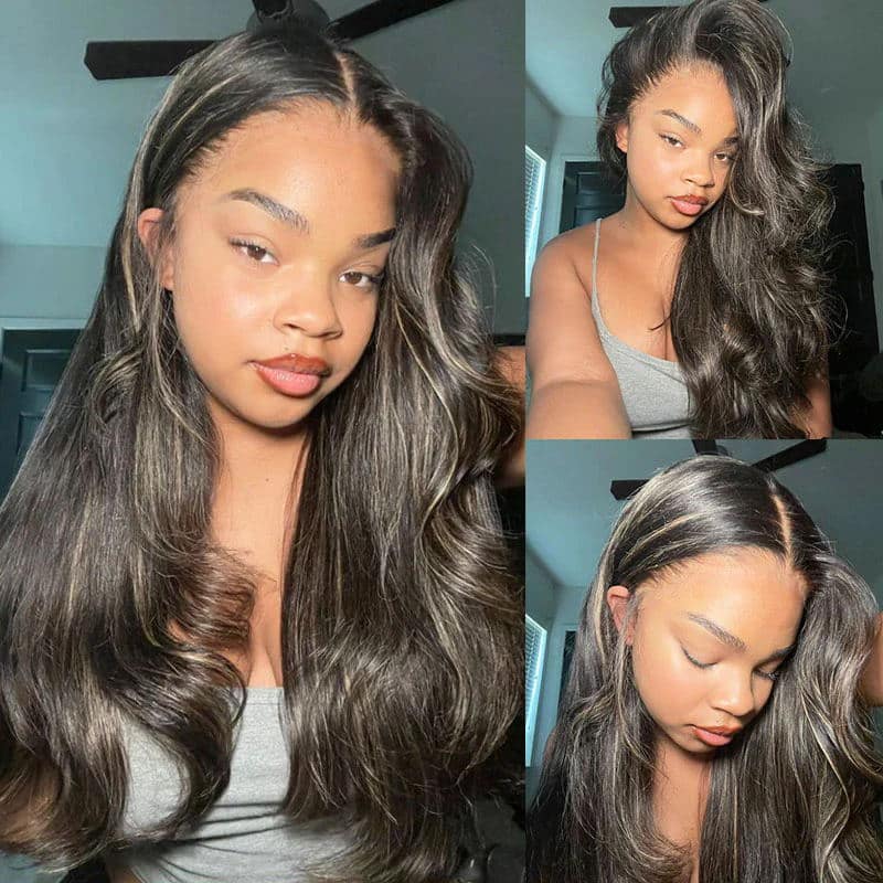 (Super Deal) $98.99 Highlight P27 Colored 4x4/13x4 Lace Frontal Body Wave/Straight Human Wigs