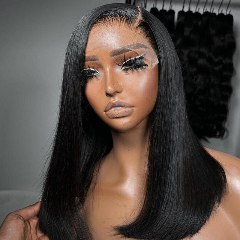 Megalook Best Quality SDD Bone Straight Transparent 13x4 Lace Frontal Wig Pre-bleached Pre-plucked With Natural Hairline