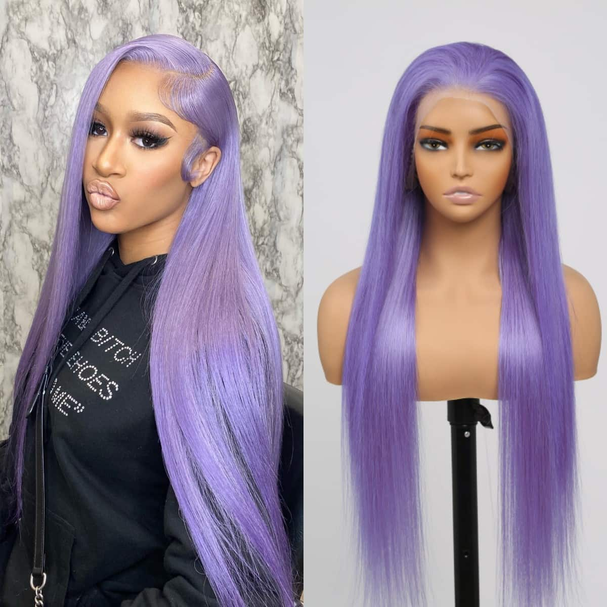 Megalook New Light Lavender Wig Straight/Body Wave Human Hair Wigs 13x4 Transparent HD Lace Wigs