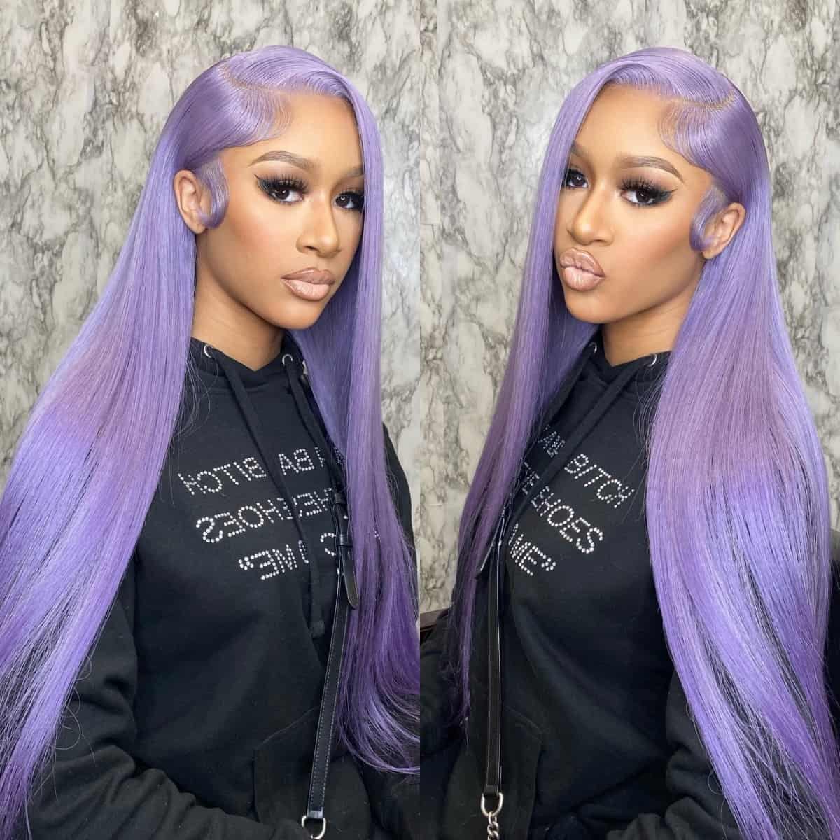 Megalook New Light Lavender Wig Straight/Body Wave Human Hair Wigs 13x4 Transparent HD Lace Wigs