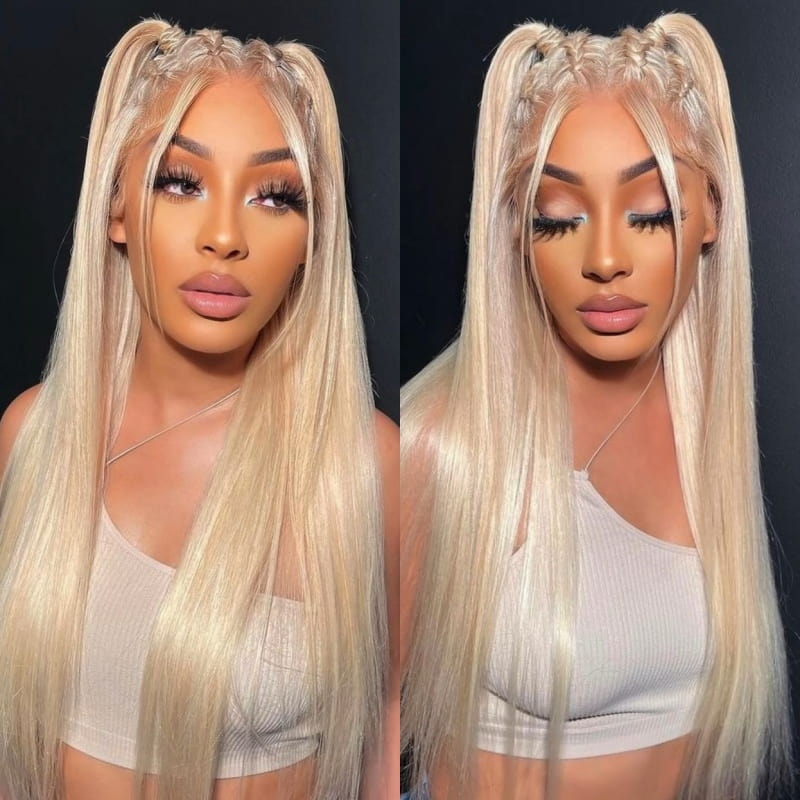 13x4 Lace Wigs 613 Blonde Straight/Body Wave Human Hair Wigs Can Dye to Pink Blue Green purple silver ginger orange Gold Color