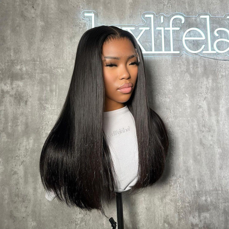 Megalook Best Quality SDD Bone Straight Transparent 13x4 Lace Frontal Wig Pre-bleached Pre-plucked With Natural Hairline