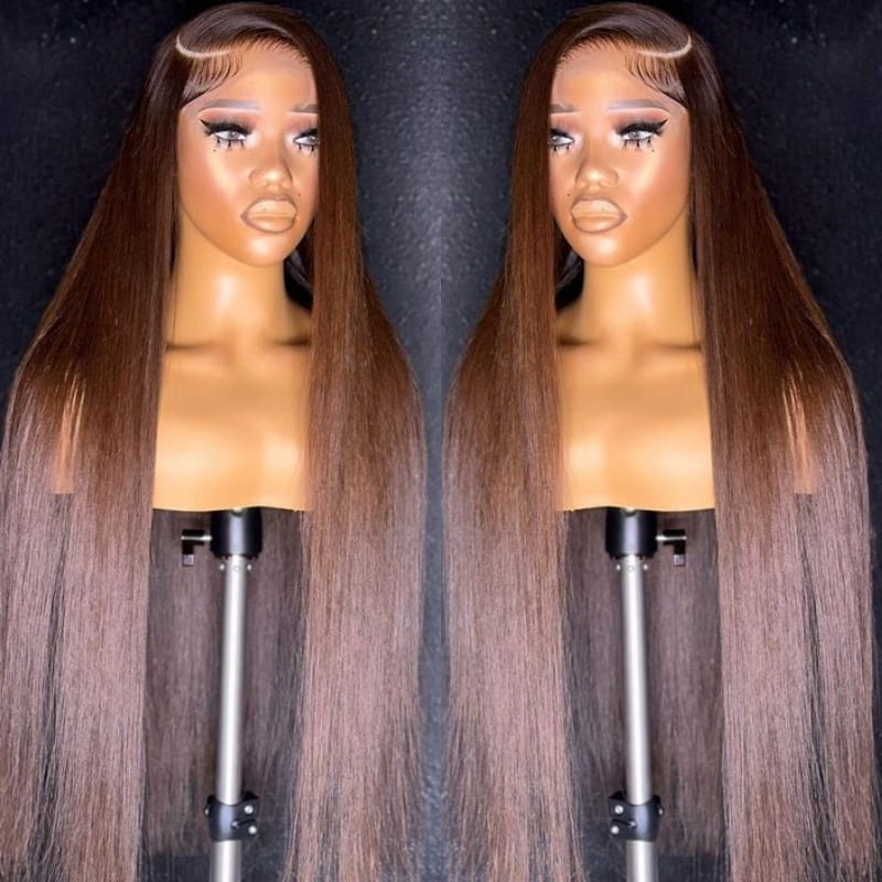 Special offer | 30inch = $199 Megalook 30inch #613 / P1b/30 Highlight/#4 Chocolate Brown Bone Straight Hair Undetectable Transparent Lace Wig