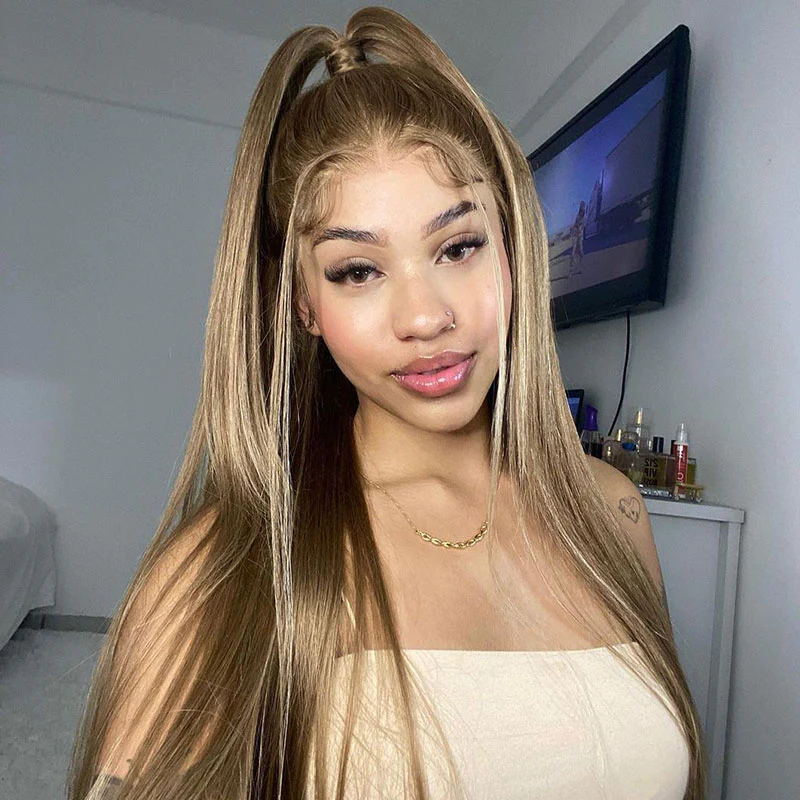 $100 OFF Code: MS100 | New Pop 13x4 HD Lace Frontal P12/613 Light Brown With #613 Highlight Color Straight/Body Wave Breathable Airy Cap Human Wigs