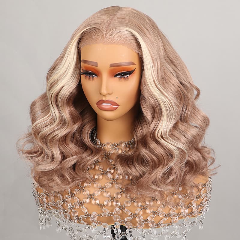 (Super Deal) Glueless 6X5 Wear Go Cozy Blonde with Dark Roots Straight Pre-Bleached Body Wave Wigs