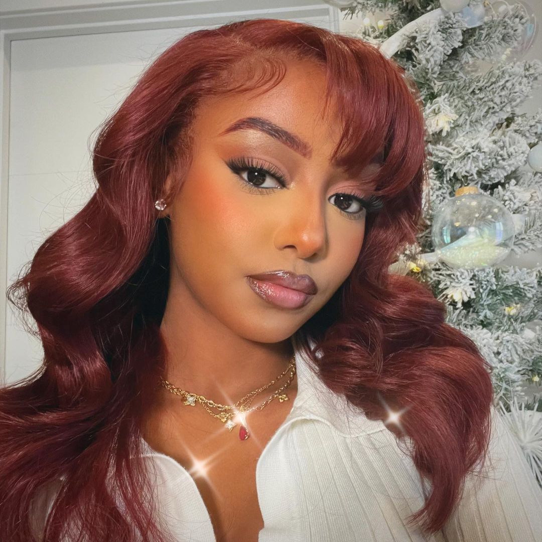 Special offer | 26inch = $137.69 Transparent Lace 4X4 New #33 Red Brown Auburn Color Wig Body Wave Human Hair Wig For Women