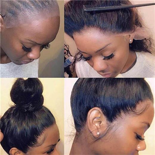 Megalook 360 Lace Frontal Wigs Glueless Brazilian Wigs With Baby Hair Pre-plucked Natural Hairline Yaki Straight Wig