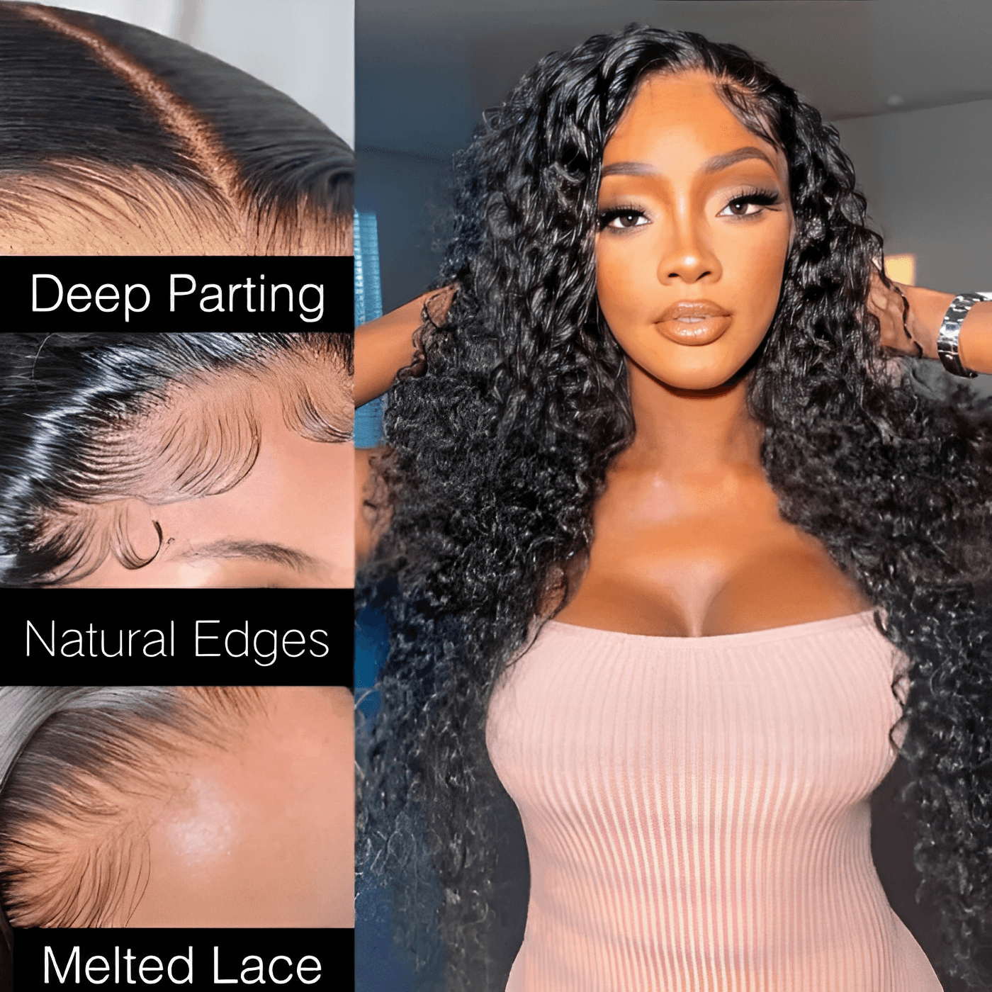 Jerry Curly Natural Black 180%/210% High Density HD Lace 5x5 Crystal Lace Closure Pre Plucked Wigs