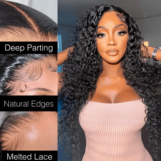 Jerry Curly Natural Black 180%/210% High Density HD Lace 5x5 Crystal Lace Closure Pre Plucked Wigs