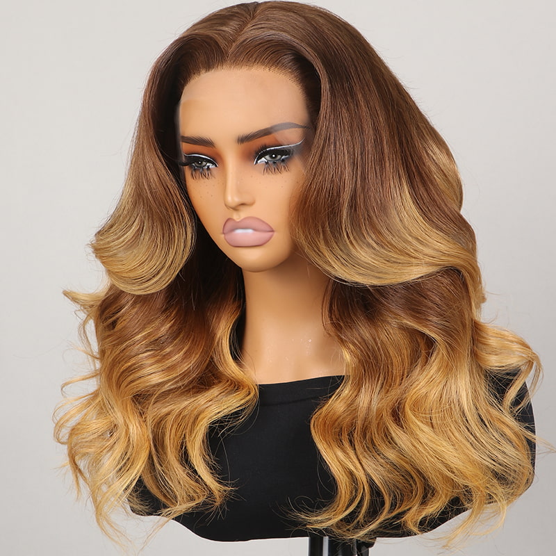 Megalook New Arrival Ombre Honey Blonde Wig 13X4 Loose Body Wave Lace Front Human Hair Wigs(No Code Needed)