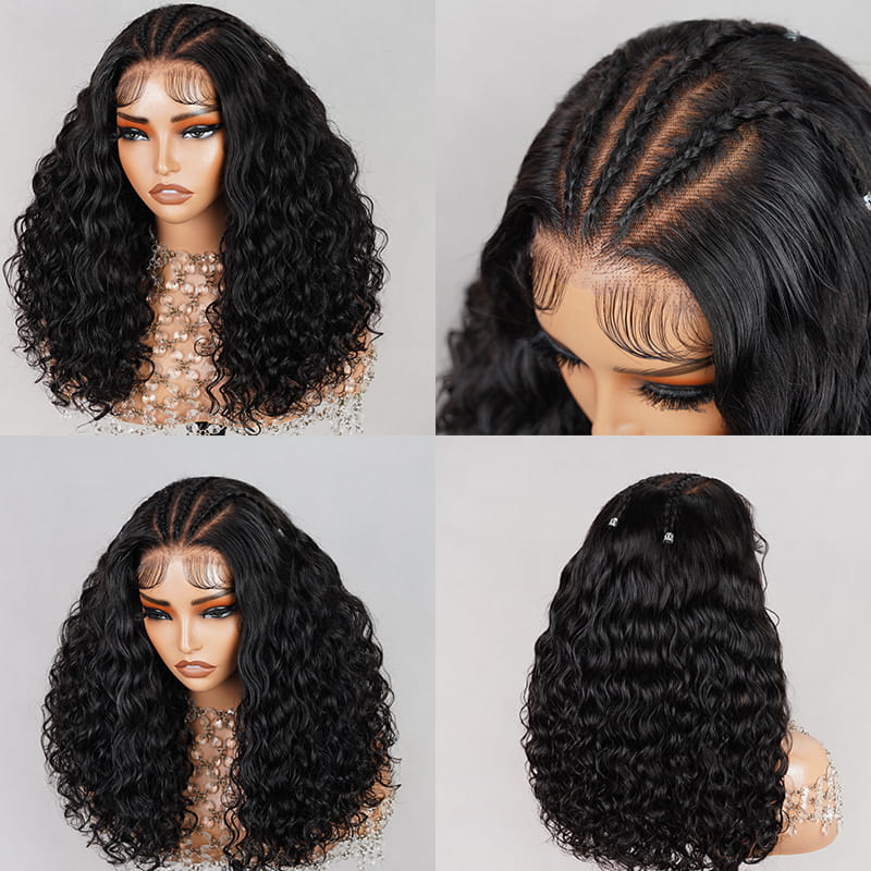 (Super Sale)Megalook Upgrade Salon Quality 6x5 Glueless Lace Pre Bleached Tiny Knots Ocean Wave  Double Drawn Natural Black Hair Wig