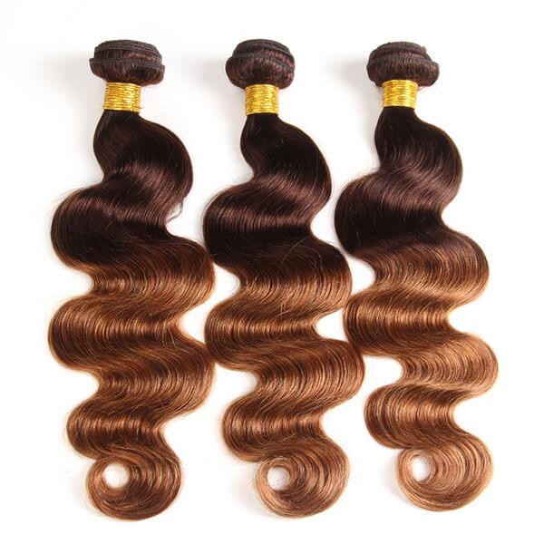 Ombre 4/30 Human Hair Bundles Body Wave Remy Human Hair Weaves Brazilian Indian Human Hair Extensions 3 Bundles