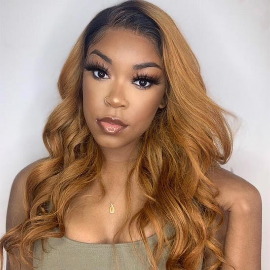 Megalook Undetectable 13x4 Lace Frontal 1B/27 1B30 Transparent Lace Front Wig 180% Density Wig