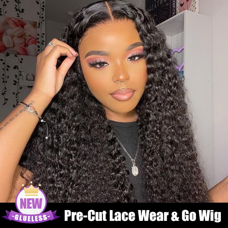 Pre Cut Lace | Glueless 6X5 HD Lace Wig Deep Curly Human Hair Easy Wear And Go Wig